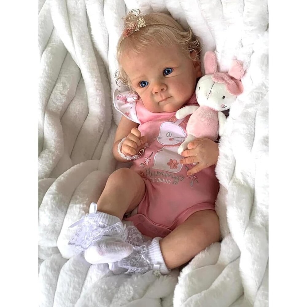 🆕18Inches Girl Weighted Cloth Body  Blonde Curly Hair Newborn  Reborn Baby Doll